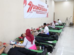 Polres Soetta Donorkan 146 Kantong Darah ke PMI di HUT Bhayangkara
