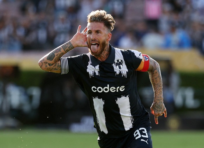 Soccer Football - FIFA Club World Cup - Group E - CF Monterrey v Inter Milan - Rose Bowl Stadium, Pasadena, California, U.S. - June 17, 2025 Monterreys Sergio Ramos celebrates scoring their first goal IMAGN IMAGES via Reuters/Kiyoshi Mio