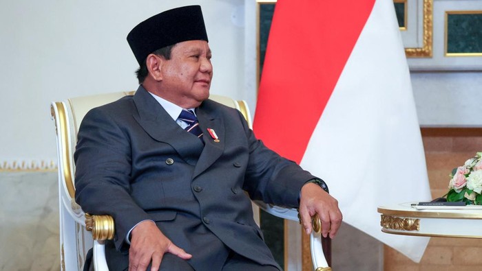 Indonesian President Prabowo Subianto and Russian President Vladimir Putin attend a meeting in Saint Petersburg, Russia June 19, 2025. Sputnik/Vyacheslav Prokofyev/Pool via REUTERS ATTENTION EDITORS - THIS IMAGE WAS PROVIDED BY A THIRD PARTY.