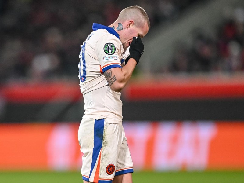 Heidenheim, Germany - November 28: Mykhailo Mudryk of Chelsea FC gestures during the UEFA Conference League 2024/25 League Phase MD4 match between 1. FC Heidenheim 1846 and Chelsea FC at Voith-Arena on November 28, 2024 in Heidenheim, Germany. (Photo by Harry Langer/DeFodi Images via Getty Images)