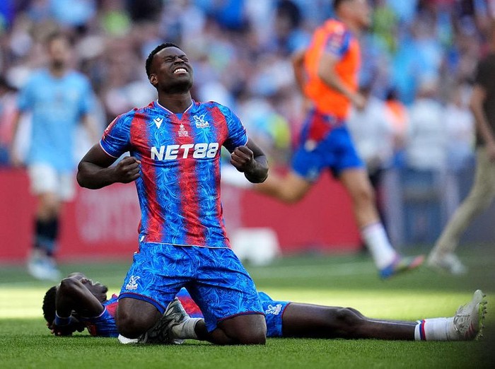 Crystal Palace's Marc Guehi celebrates after the Emirates FA Cup final at Wembley Stadium, London. Picture date: Saturday May 17, 2025. (Photo by Adam Davy/PA Images via Getty Images)