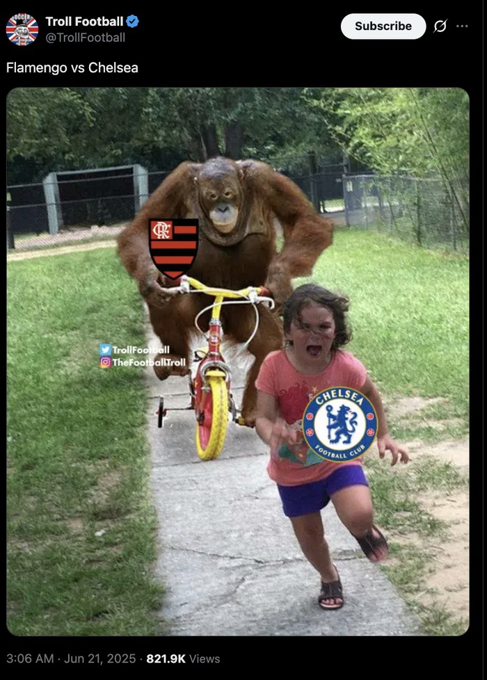 Meme Chelsea vs Flamengo di Piala Dunia Antarklub 2025. Chelsea kalah 1-3.