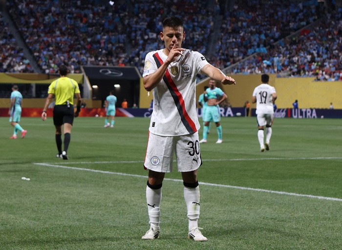 Claudio Echeverri Soccer Football - FIFA Club World Cup - Group G - Manchester City v Al Ain - Mercedes-Benz Stadium, Atlanta, Georgia, U.S. - June 22, 2025 Manchester City's Claudio Echeverri celebrates scoring their second goal IMAGN IMAGES via Reuters/Brett Davis