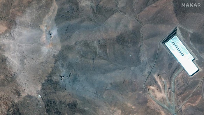 A satellite view shows an overview of Fordow underground complex, after the U.S. struck the underground nuclear facility, near Qom, Iran June 22, 2025. MAXAR TECHNOLOGIES/Handout via REUTERSTHIS IMAGE HAS BEEN SUPPLIED BY A THIRD PARTY. NO RESALES. NO ARCHIVES. MANDATORY CREDIT. DO NOT OBSCURE LOGO.