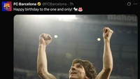 Ucapan selamat ulang tahun yang singkat, jelas, dan padat dari Barcelona untuk Messi yang notabene pemain tersukses mereka dalam sejarah. (Foto: Twitter)