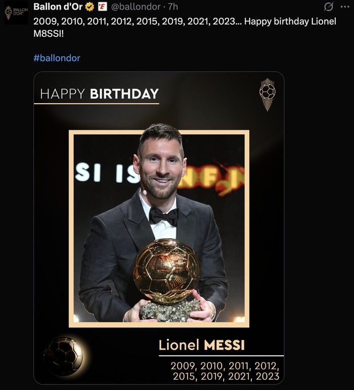 Lionel Messi Ucapan ulang tahun ke-38 Lionel Messi.
