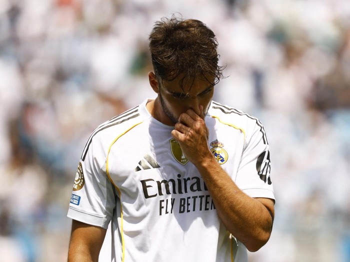 Soccer Football - FIFA Club World Cup - Group H - Real Madrid v Pachuca - Bank of America Stadium, Charlotte, North Carolina, U.S. - June 22, 2025 Real Madrid's Raul Asencio walks off the pitch after being shown a red card REUTERS/Susana Vera
