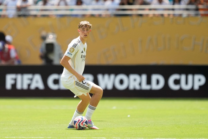 Dean Huijsen centre-back of Real Madrid and Spain during the FIFA Club World Cup 2025 group H match between Real Madrid CF and Al Hilal at Hard Rock Stadium on June 18, 2025 in Miami Gardens, Florida. (Photo by Jose Breton/Pics Action/NurPhoto via Getty Images)