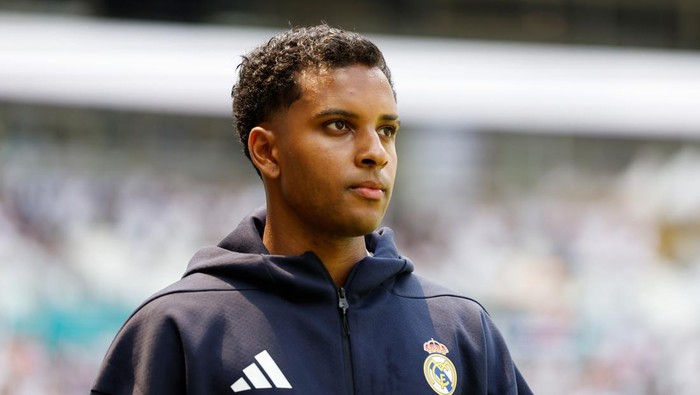 MIAMI GARDENS, FLORIDA - JUNE 18: Rodrygo #11 of Real Madrid C.F. looks on as he walks out prior to the FIFA Club World Cup 2025 group H match between Real Madrid CF and Al Hilal at Hard Rock Stadium on June 18, 2025 in Miami Gardens, Florida. (Photo by Pedro Castillo/Real Madrid via Getty Images)