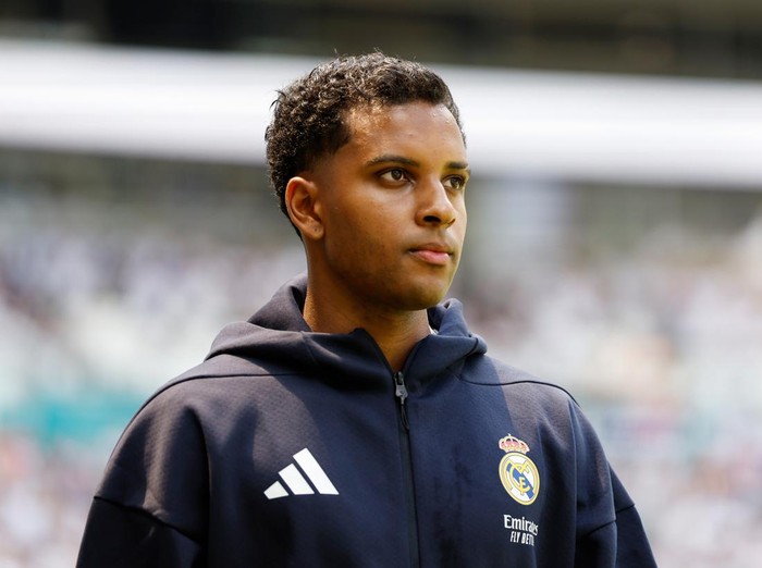 MIAMI GARDENS, FLORIDA - JUNE 18: Rodrygo #11 of Real Madrid C.F. looks on as he walks out prior to the FIFA Club World Cup 2025 group H match between Real Madrid CF and Al Hilal at Hard Rock Stadium on June 18, 2025 in Miami Gardens, Florida. (Photo by Pedro Castillo/Real Madrid via Getty Images)