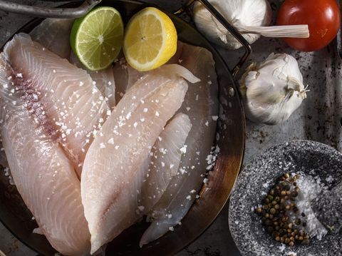 Raw Tilapia Fillet with Ingredients