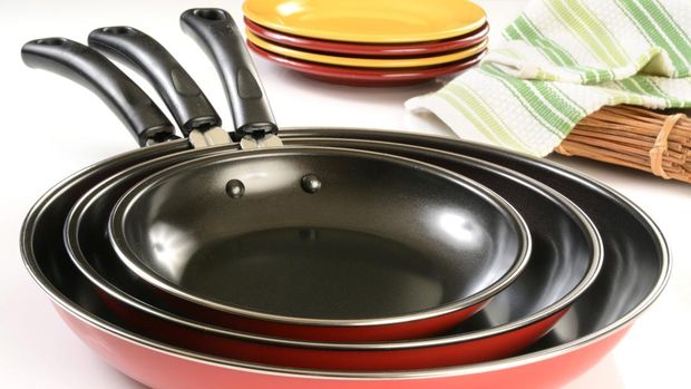 A new set of non stick frying pans with ceramic coating