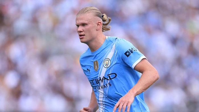 ORLANDO, FLORIDA - JUNE 26: Erling Haaland of Manchester City during the FIFA Club World Cup 2025 group G match between Juventus FC and Manchester City FC at Camping World Stadium on June 26, 2025 in Orlando, Florida. (Photo by Catherine Ivill - AMA/Getty Images)