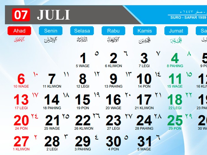 Kalender Juli 2025 Kalender Juli 2025