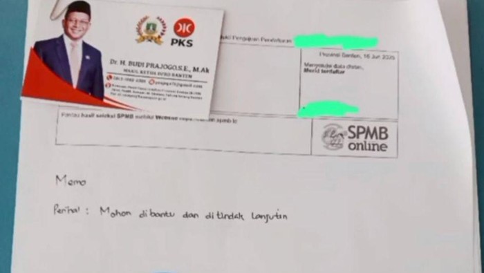 Viral Wakil Ketua DPRD Provinsi Banten Budi Prajogo menitip siswa dalam seleksi SPMB salah satu SMA Negeri di Kota Cilegon, Banten. (Tangkapan layar viral)
