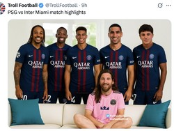 Skuad PSG digambarkan mengeroyok Messi dalam meme bernuansa film dewasa ini. Ya ampun! (Foto: Dok. Twitter/@TrollFootball)
