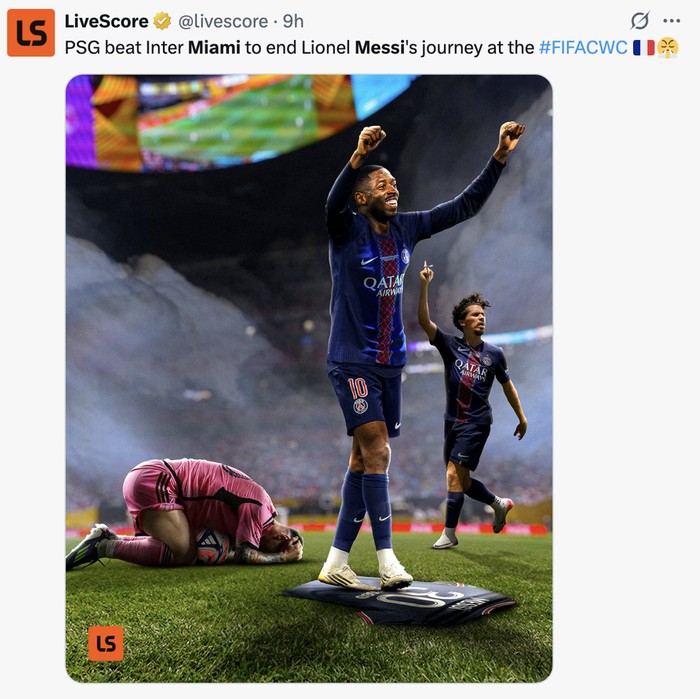 Meme Lionel Messi usai kekalahan Inter Miami kontra Paris Saint-Germain di 16 besar Piala Dunia Antarklub 2025.