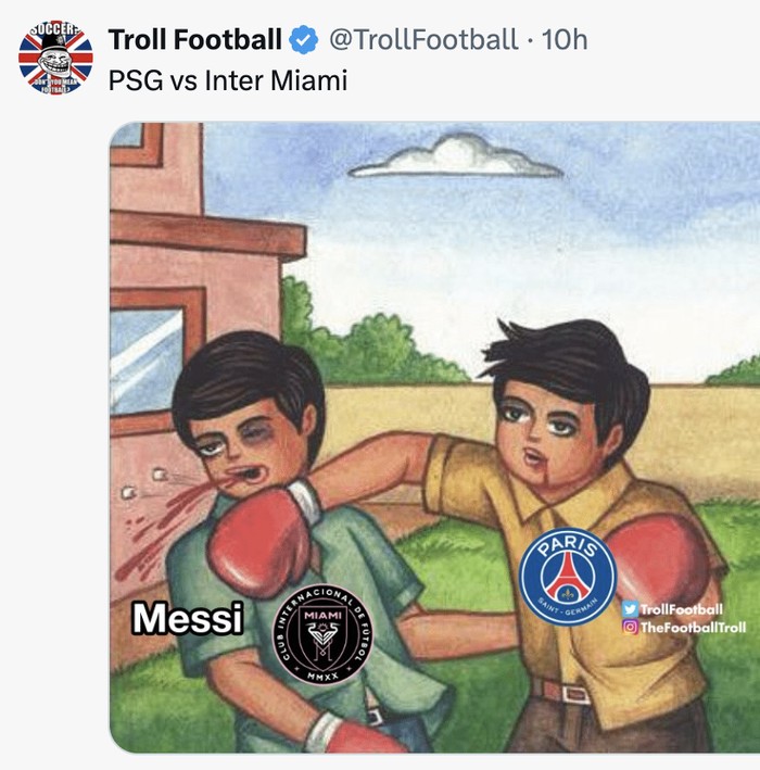 Meme Lionel Messi usai kekalahan Inter Miami kontra Paris Saint-Germain di 16 besar Piala Dunia Antarklub 2025.
