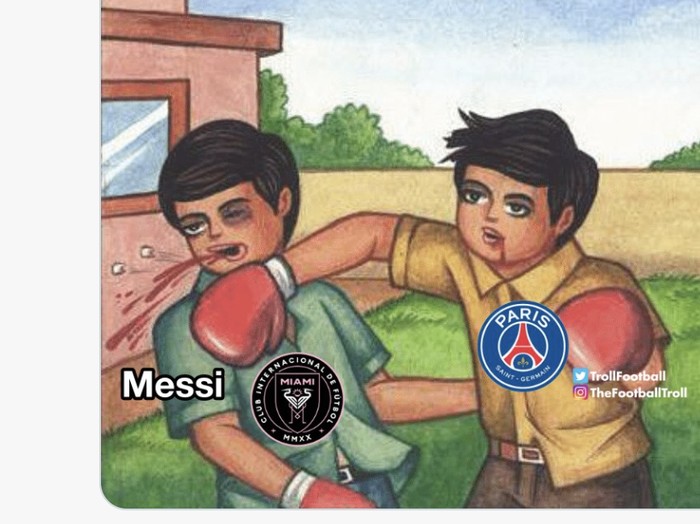 Meme Lionel Messi usai kekalahan Inter Miami kontra Paris Saint-Germain di 16 besar Piala Dunia Antarklub 2025.