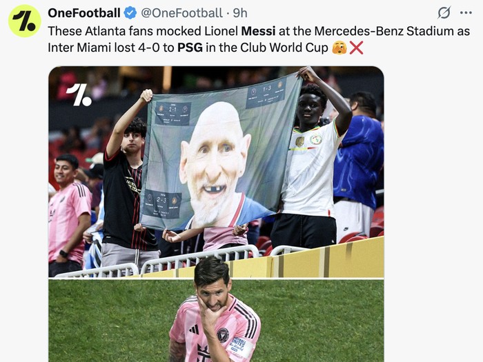 Meme Lionel Messi usai kekalahan Inter Miami kontra Paris Saint-Germain di 16 besar Piala Dunia Antarklub 2025.