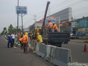 Rawan Laka, Celah Median Jalan Jogja-Solo Desa Trunuh Klaten Ditutup
