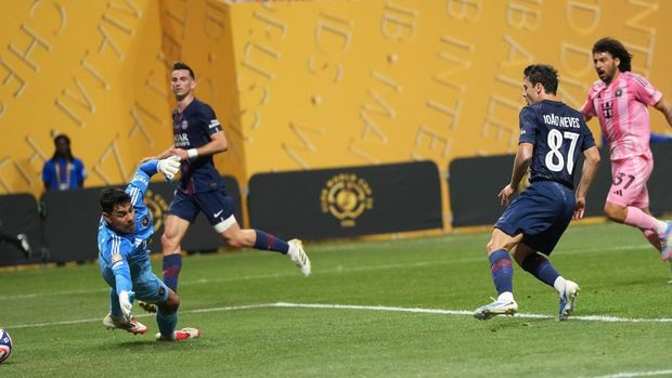 Soccer Football - FIFA Club World Cup - Round of 16 - Paris St Germain v Inter Miami CF - Mercedes-Benz Stadium, Atlanta, Georgia, U.S. - June 29, 2025 Paris St Germain's Joao Neves scores their second goal IMAGN IMAGES via Reuters/Dale Zanine