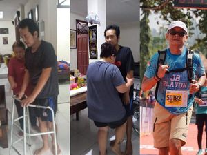 Momen Pria Jakbar Berhasil Finis Half Marathon usai Sempat Lumpuh karena Stroke Momen Pria Jakbar Berhasil Finis Half Marathon usai Sempat Lumpuh karena Stroke
