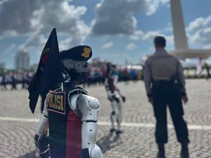 Puncak Hari Bhayangkara, Polri Kenalkan Defile 30 Unit Robot Puncak Hari Bhayangkara, Polri Kenalkan Defile 30 Unit Robot