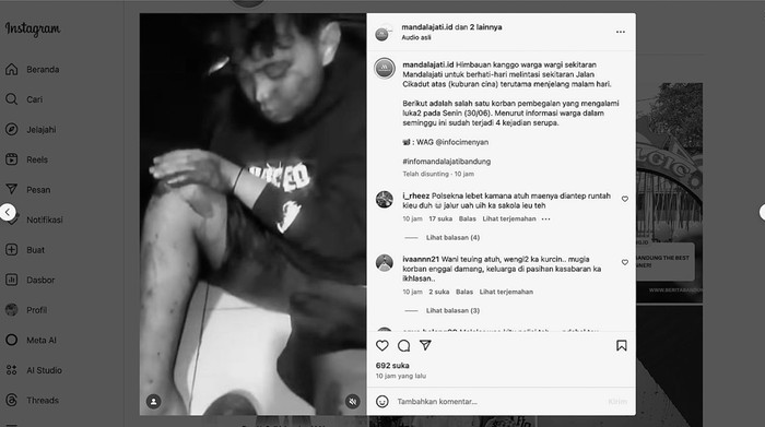 Pria di Bandung disangka jadi korban begal. Pria di Bandung disangka jadi korban begal.