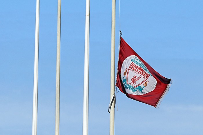 Diogo Jota The Liverpool flag flies at half-mast at Anfield Stadium, home of Liverpool, in memory of Diogo Jota who has died at the age of 28. Picture date: Thursday July 3, 2025. (Photo by Peter Byrne/PA Images via Getty Images)