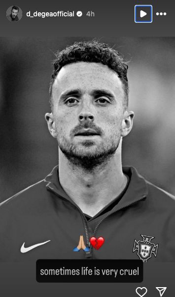 David De Gea turut berduka dengan kematian Diogo Jota.