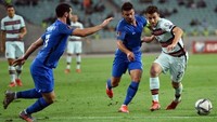 Diogo Jota mencetak gol ke gawang Azerbaijan pada 7 September 2021. Saat itu, Portugal dibawa menang 3-0 atas Azerbaijan. (Foto: AFP/TOFIK BABAYEV)
