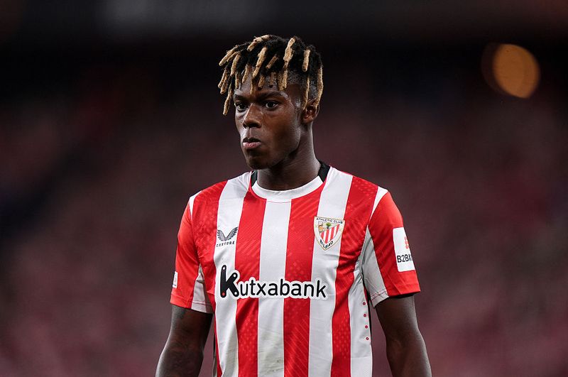 Athletic Bilbao's Nico Williams during the UEFA Europa League semi-final first leg match at the San Mames Stadium, Bilbao, Spain. Picture date: Thursday May 1, 2025. (Photo by Bradley Collyer/PA Images via Getty Images)