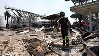 Sisa-sisa Ledakan Dahsyat di Pom Bensin Roma, 27 Orang Terluka