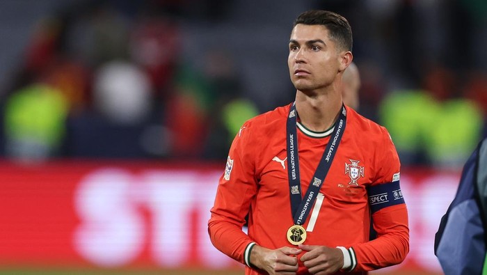 Cristiano Ronaldo Cristiano Ronaldo of Portugal celebrates after winning the UEFA Nations League 2025 final match between Portugal and Spain at Munich Football Arena in Munich, Germany, on June 8, 2025. (Photo by Mohammad Amirhosseini/NurPhoto via Getty Images) (Photo by Mohammad Amirhosseini/NurPhoto)NO USE FRANCE