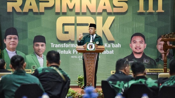 Plt Ketum PPP Mardiono di saat kesibukan Rapimnas III GPK di Karawaci, Tangerang, Sabtu (5/7/2025). (dok. istimewa)