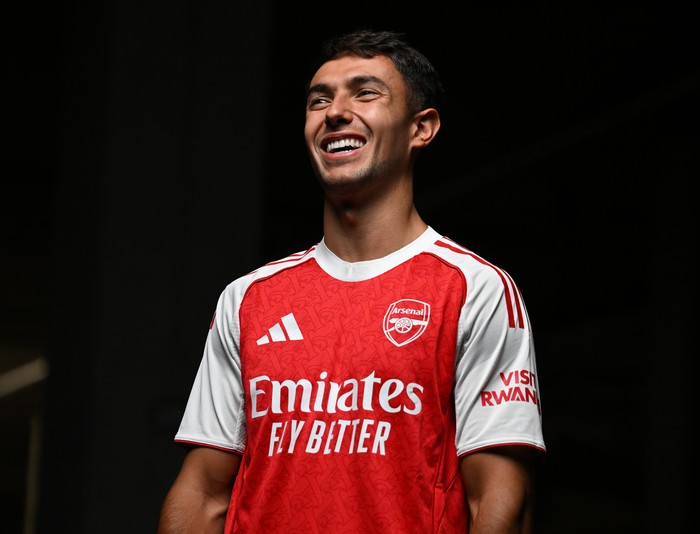 LONDON, ENGLAND - JULY 02: Arsenal unveil new signing Martin Zubimendi at Emirates Stadium on July 02, 2025 in London, England.  (Photo by Stuart MacFarlane/Arsenal FC via Getty Images)