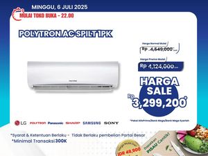 AC Split 1 PK Polytron di Transmart Full Day Sale Diskon Rp1 Jutaan AC Split 1 PK Polytron di Transmart Full Day Sale Diskon Rp1 Jutaan