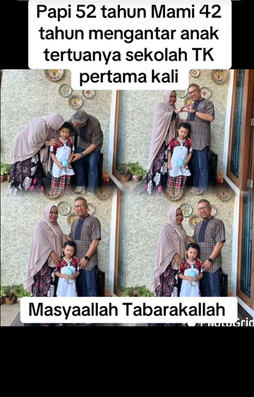 Viral Haru Momen Papi 52 Tahun dan Mami 42 Tahun Antar Anak Pertama Masuk TK