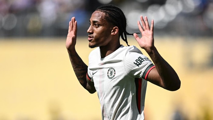 joao pedro chelsea piala dunia antarklub 2025 fluminense vs chelsea semifinal piala dunia antarklub 2025 EAST RUTHERFORD, NEW JERSEY - JULY 08: Joao Pedro of Chelsea celebrates his goal during the FIFA Club World Cup 2025 semi-final match between Fluminense FC and Chelsea FC at MetLife Stadium on July 08, 2025 in East Rutherford, New Jersey. (Photo by Image Photo Agency/Getty Images)