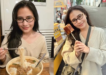 Liburan ke Korea, Prilly Latuconsina Makan Ramyeon dan Bibimbap