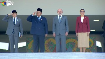 Temui Presiden Brasil Lula da Silva, Prabowo Disambut Pasukan Kehormatan