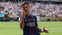 PSG semakin tak terbendung ketika Ruiz menggandakan keunggulan di menit ke‑24 dengan memaksimalkan umpan tajam dari Achraf Hakimi. (REUTERS/Amanda Perobelli)  