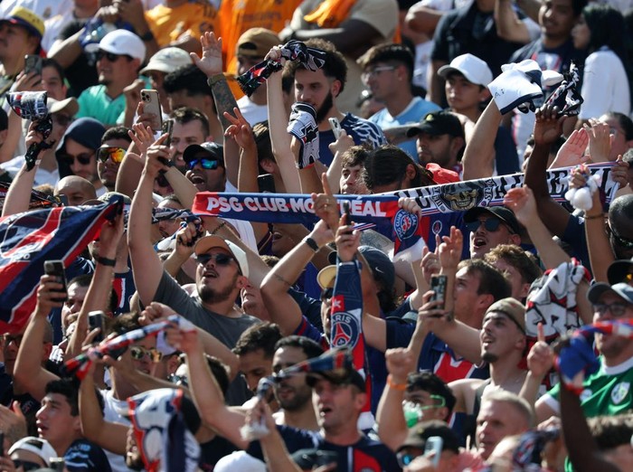 Soccer Football - FIFA Club World Cup - Semi Final - Paris St Germain v Real Madrid - MetLife Stadium, East Rutherford, New Jersey, U.S. - July 9, 2025  Paris St Germain fans in the stands IMAGN IMAGES via Reuters/Vincent Carchietta