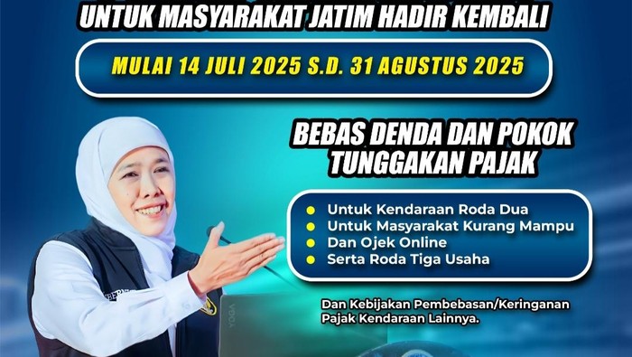 Pengumumam kegiatan Pemutihan Pajak Kendaraan yang diunggah Khofifah di Instagramnya. Pengumumam kegiatan Pemutihan Pajak Kendaraan yang diunggah Khofifah di Instagramnya.