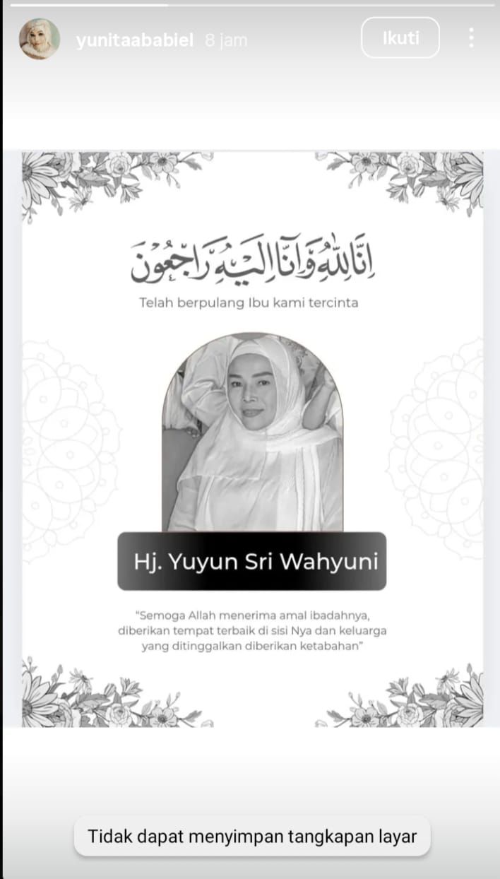 Yunita Ababiel Meninggal Dunia
