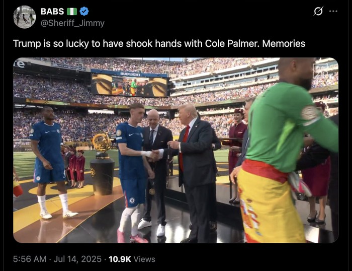 Meme Chelsea Donald Trump Meme Chelsea Donald Trump di Piala Dunia Antarklub 2025.