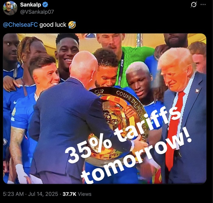 Meme Chelsea Donald Trump Meme Chelsea Donald Trump di Piala Dunia Antarklub 2025.