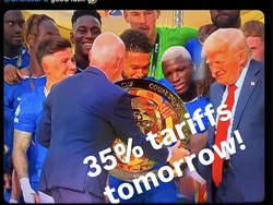 Awas kena kebijakan tarif Trump, Chelsea! Foto: Dok. Internet/X (Twitter)