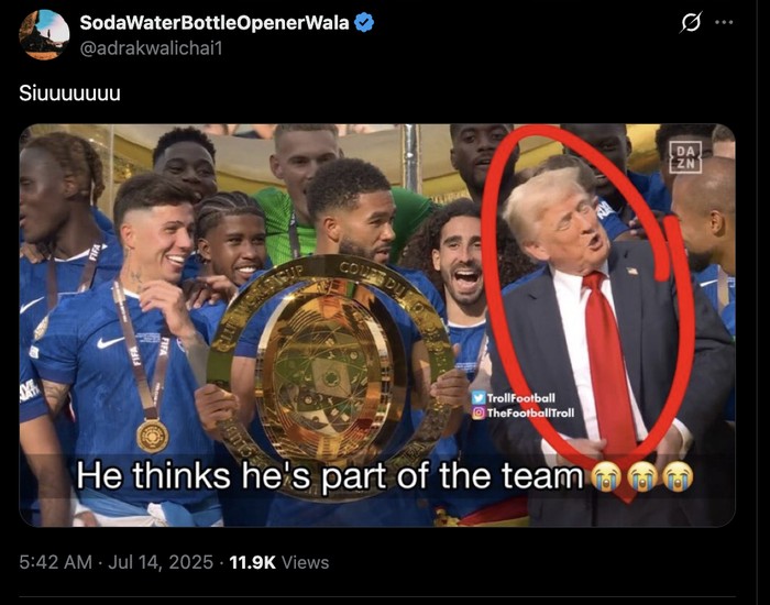 Meme Chelsea Donald Trump Meme Chelsea Donald Trump di Piala Dunia Antarklub 2025.